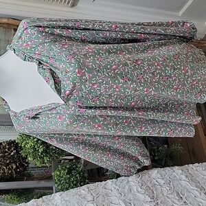 Wonderly Green Floral Balloon Sleeve Peasant Blouse, Womens 3X, Boho Chic